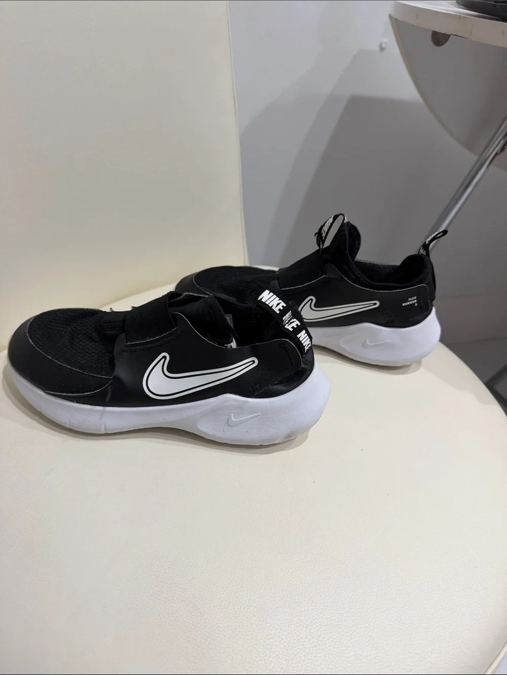 Nike Flex Runner 3 Kids Black and White Slip-On Athletic Sneakers